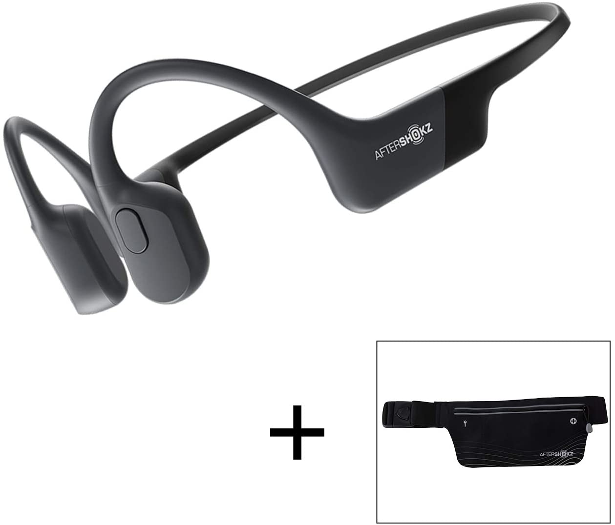 80F25C33-7881-22B3-9A7E-8E3F62105D87 AfterShokz Aeropex Open-Ear Wireless Bone Conduction Headphones with Sport Belt, Cosmic Black, 2.3 - Image 1