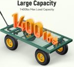 Steel Garden Cart, 2-in-1 1400 lbs Heavy Duty Utility Wagon, with Removable Mesh Sides to Convert into Flatbed, 240 U-Turn 13" Pneumatic Tires Garden Wagon for Farm Yard Lawn Garden Camping - Image 26