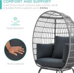 Best Choice Products Wicker Egg Chair, Oversized Indoor Outdoor Lounger for Patio, Backyard, Living Room w/ 4 Cushions, Steel Frame, 440lb Capacity - Ivory - Image 24